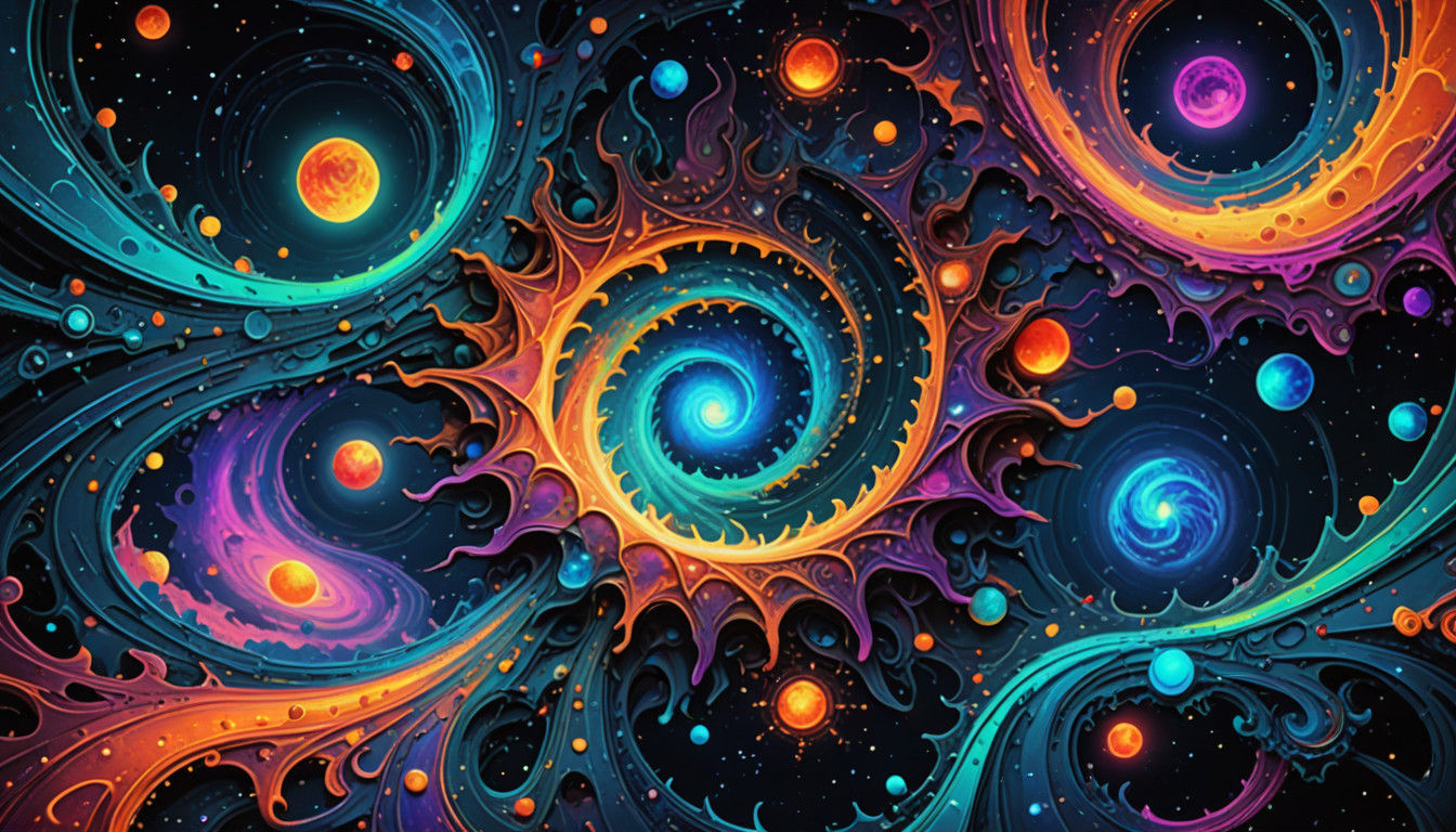 Surreal Iridescent Star Clusters in Vibrant Cosmic Art