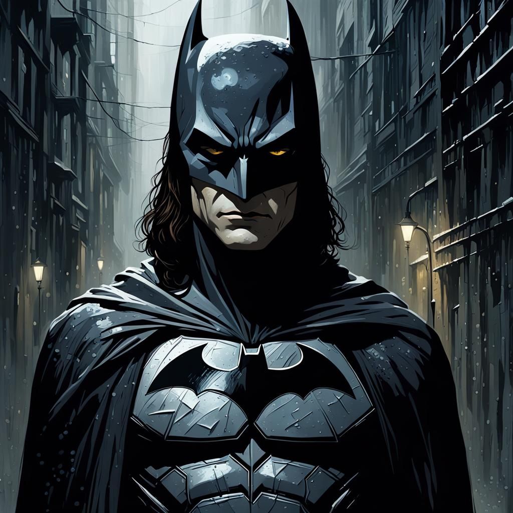 Batman in Dark Alley: Wet Brush Concept Art