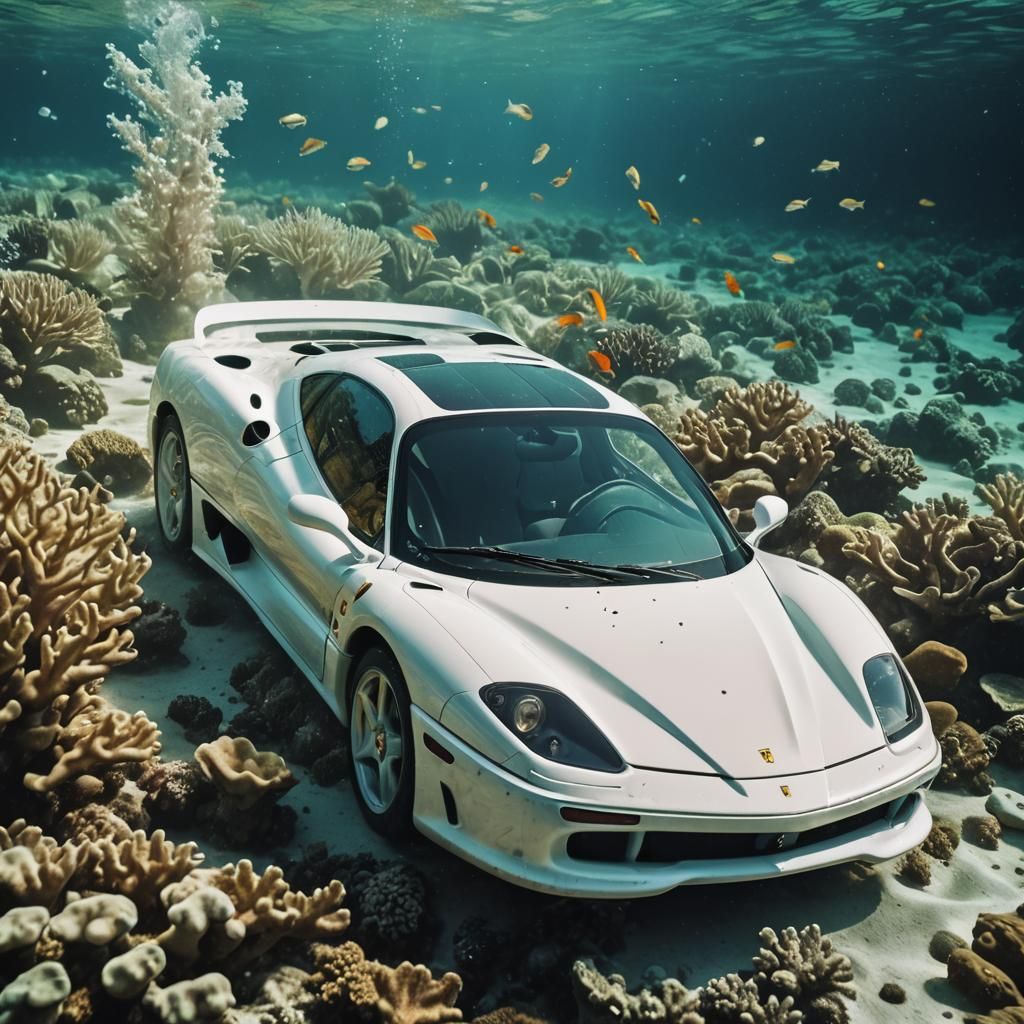 Underwater Ferrari F50 in Cinematic Style