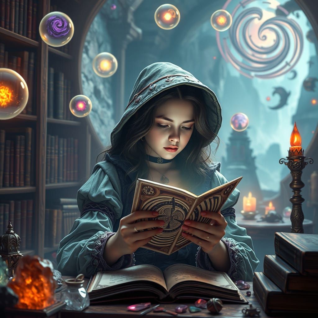 Sorceress in Enchanted Library, Deciphering Ancient Optical...