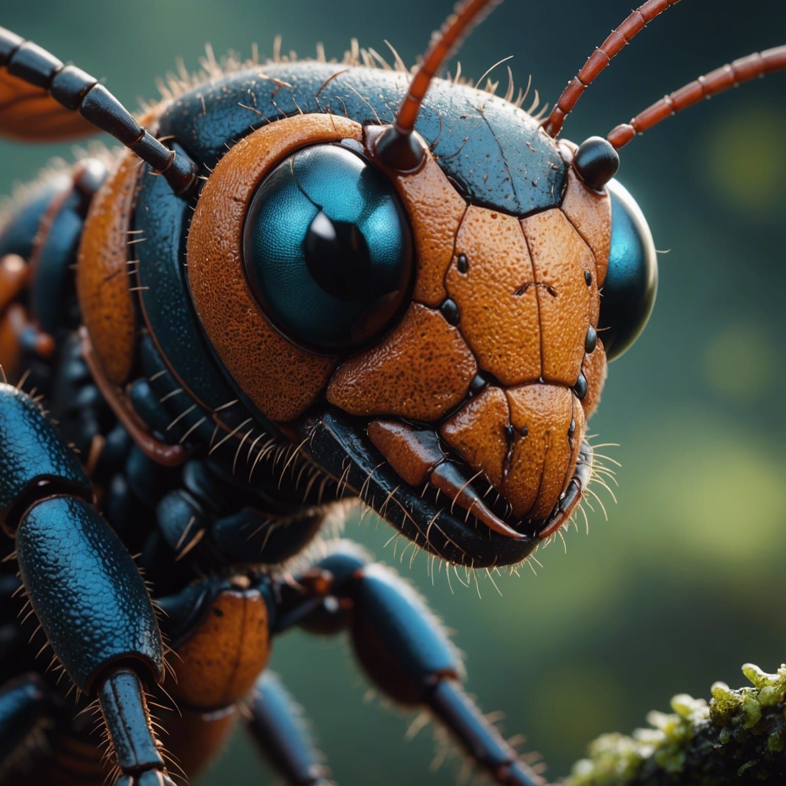 Detailed Close-up of an Ant Face