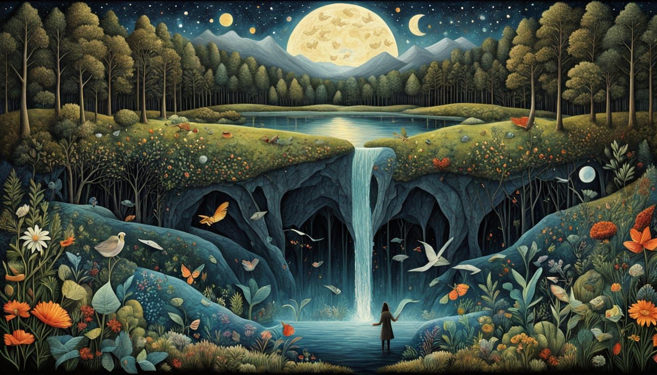 Cosmic Bio Art Collage in Vibrant Digital Style