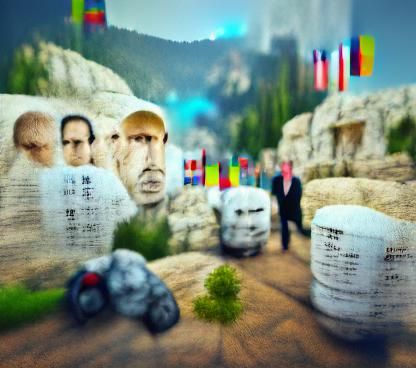 Dystopian Mount Rushmore Featuring World Leaders