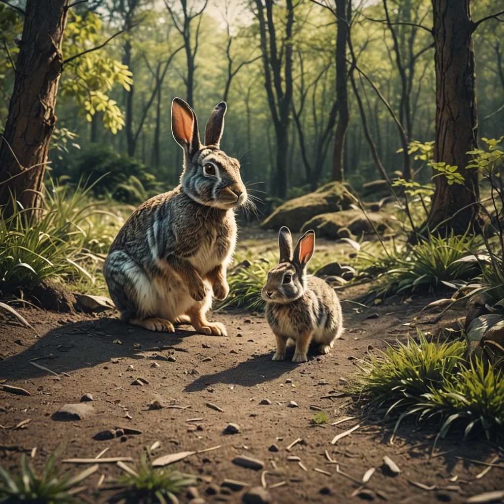 Realistic Rabbit Full Body Cinematic Still