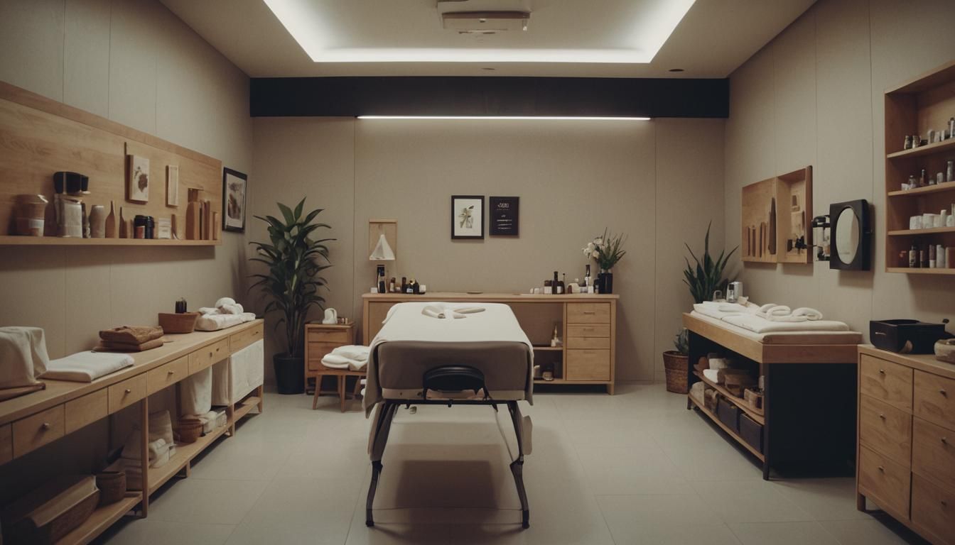 Create a massage room inside a shop Cinematic film still, sh...