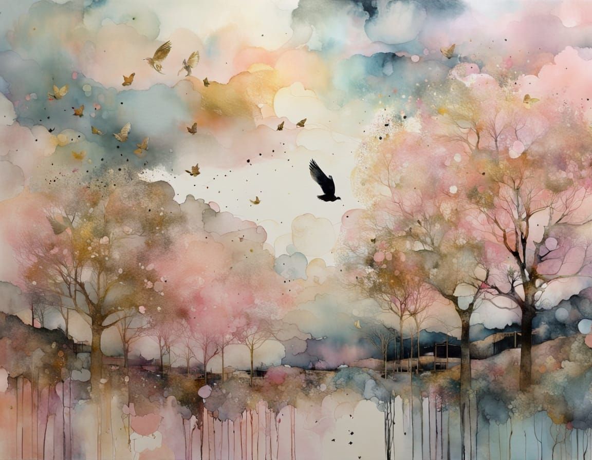 Surreal Angelic Beings in Vibrant Clouds