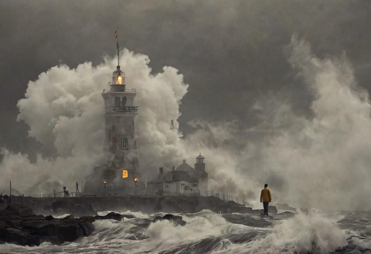Lighthouse in Stormy Weather: Photorealistic Digital Art