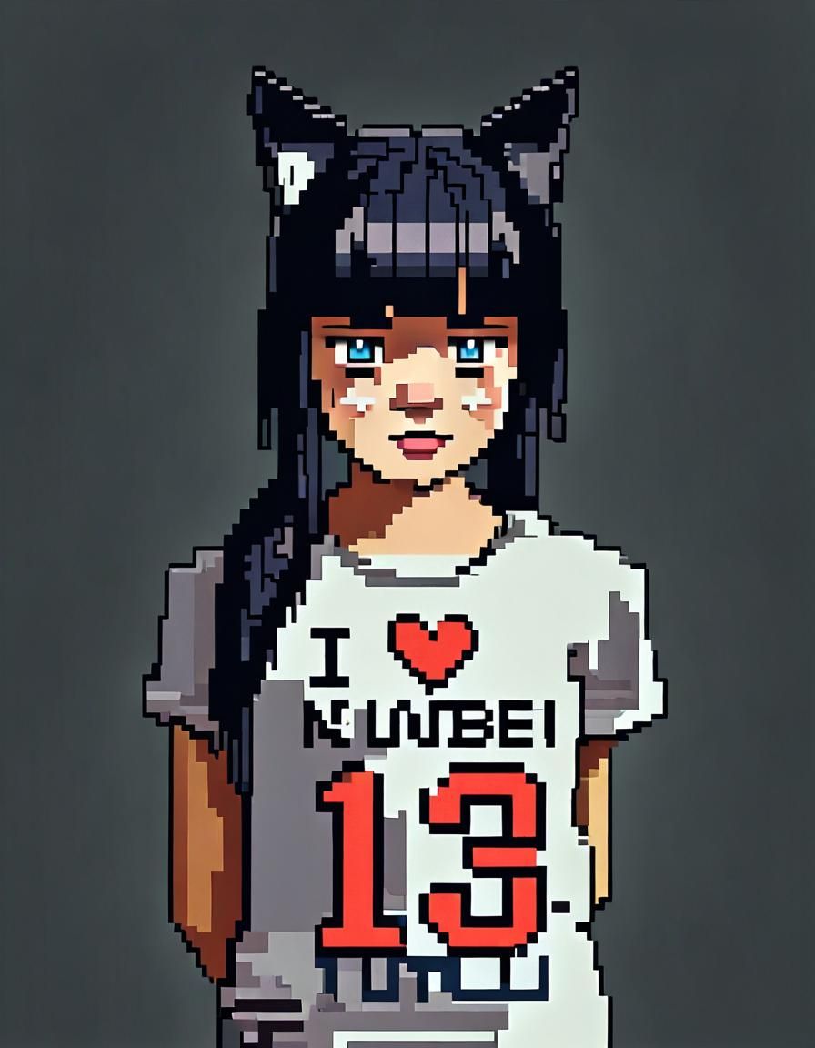 8-bit Pixel Art Portrait of Girl with Cat Ears