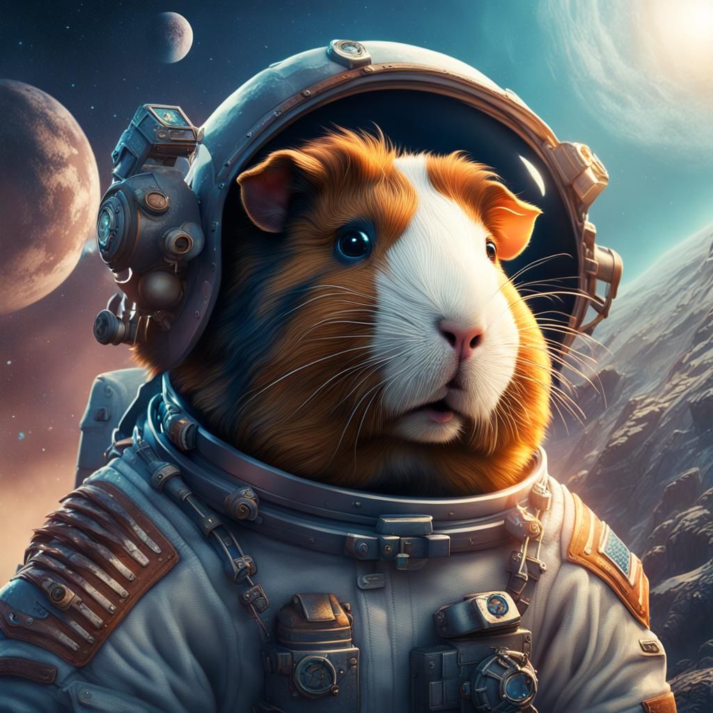 Guinea Pig Astronaut in Detailed Fantasy Art