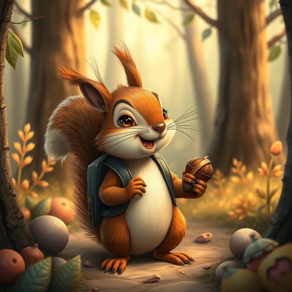Squirrel's Forest Adventure: Whimsical Animation Art