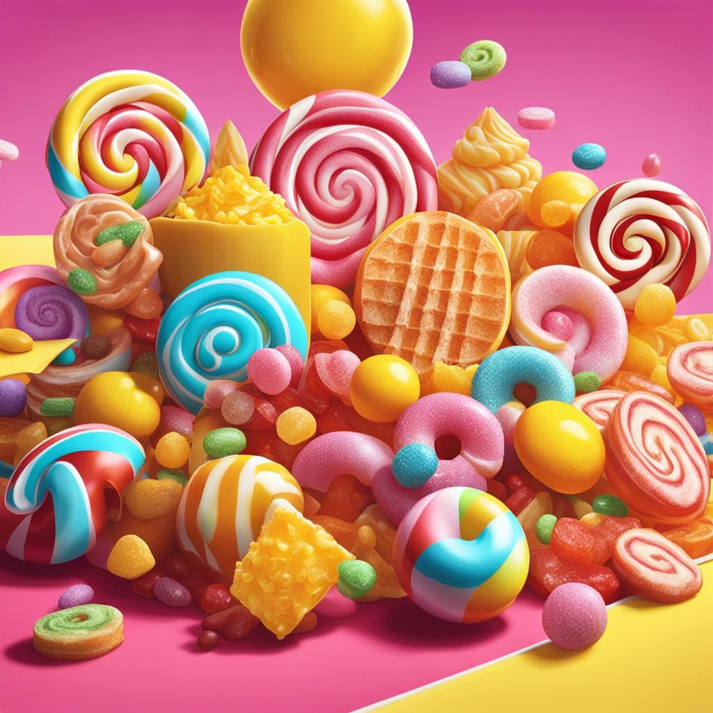 Whimsical Yellow Candy Art in Postmodern Style