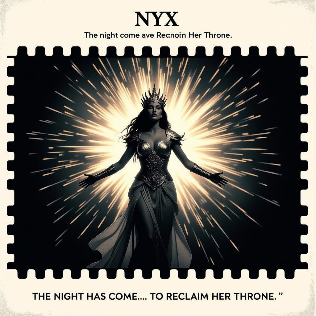 Nyx Goddess of Night Rises in Silver Fire and Shadow