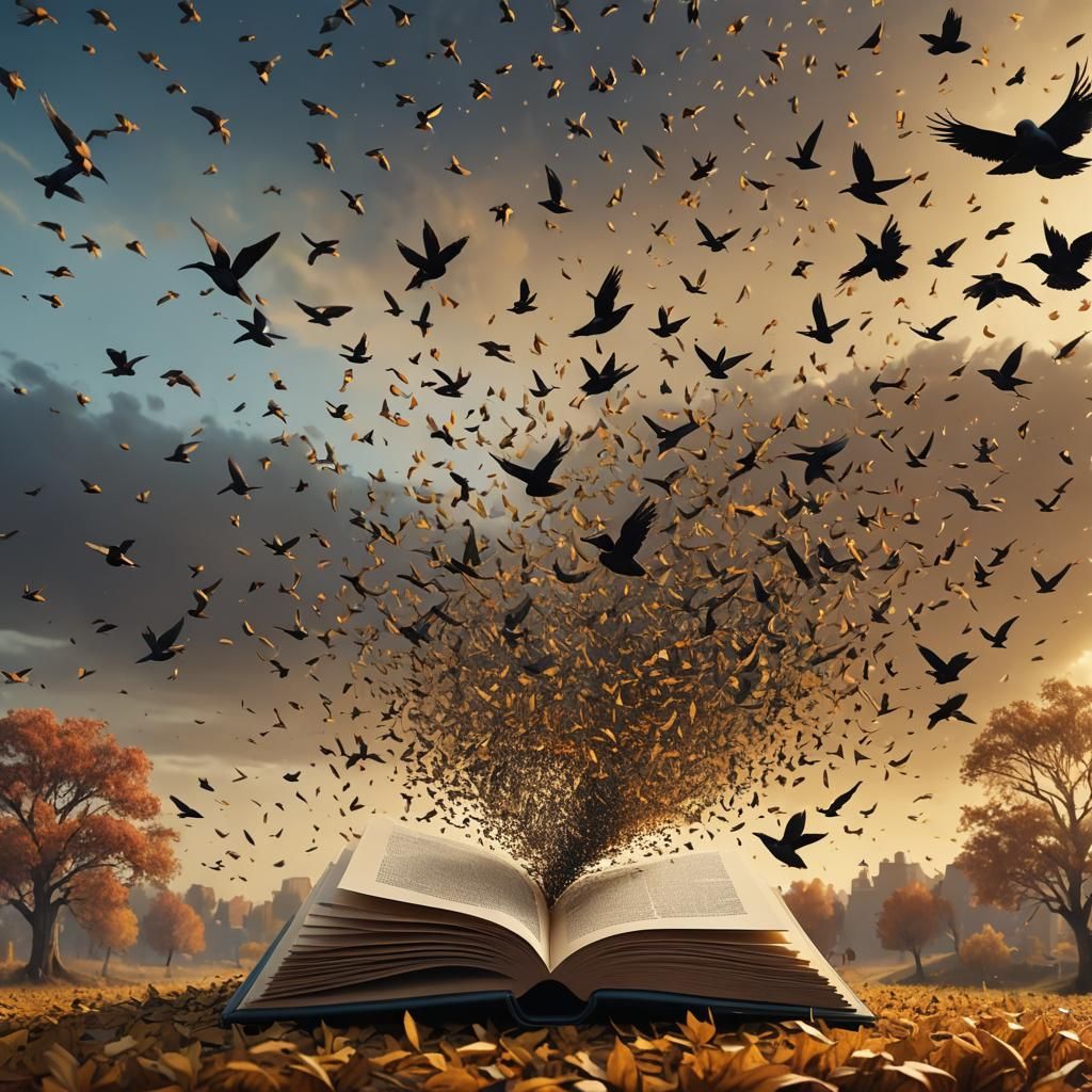 Autumnal Murmuration Soaring from Pop-Up Book