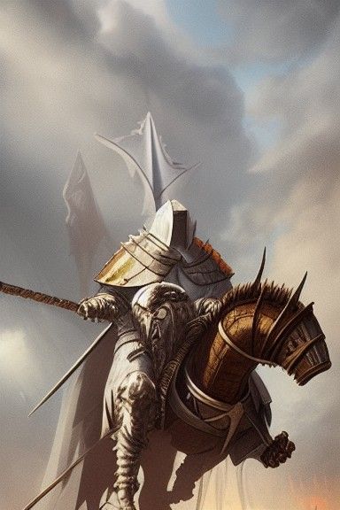 Templar Knight on Lizard: Fantasy Photorealistic Scene