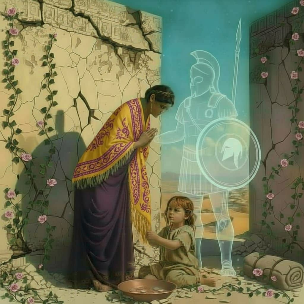 Surreal Greco-Roman Woman with Amphora in Shadow and Light