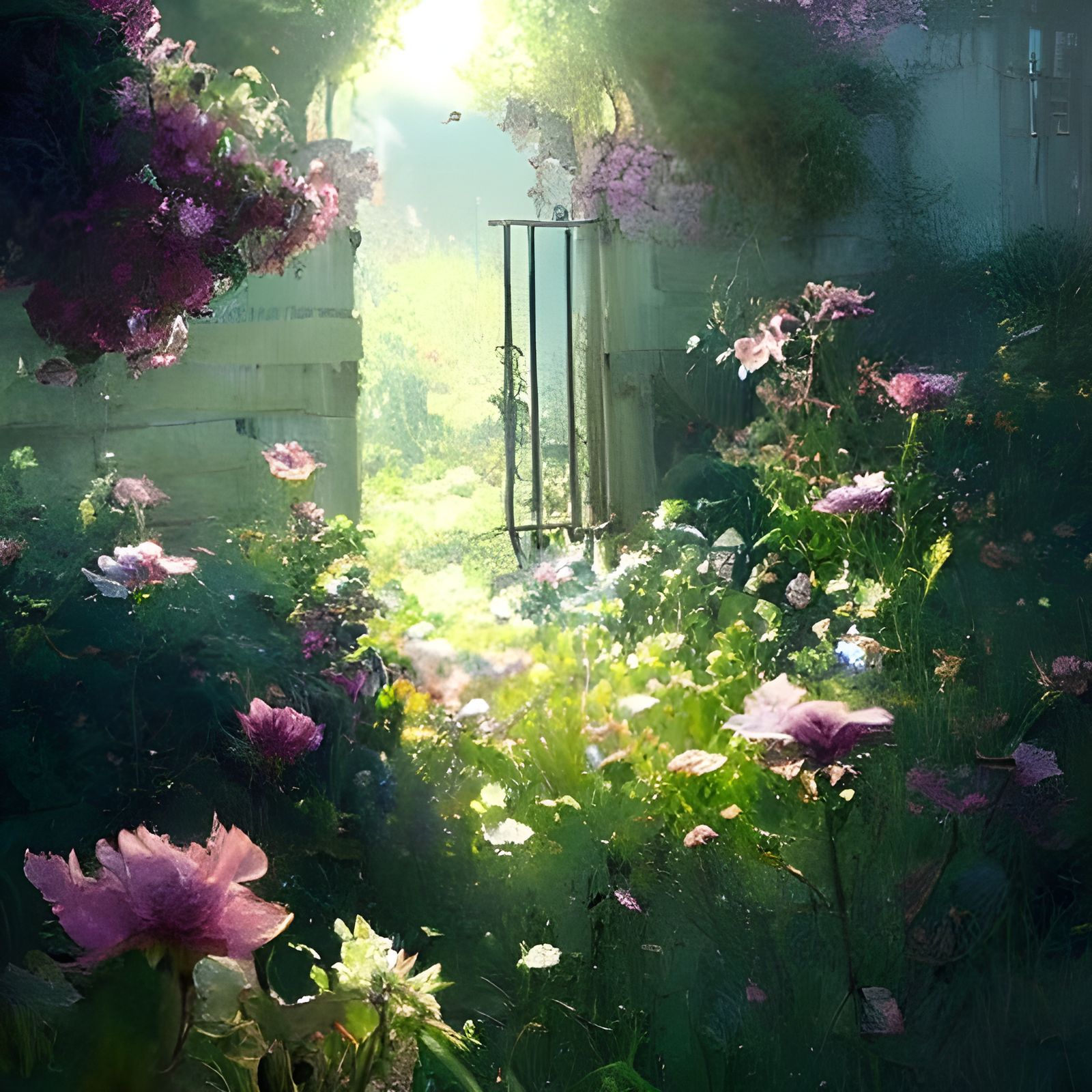 Ethereal Flower Garden in Golden Light