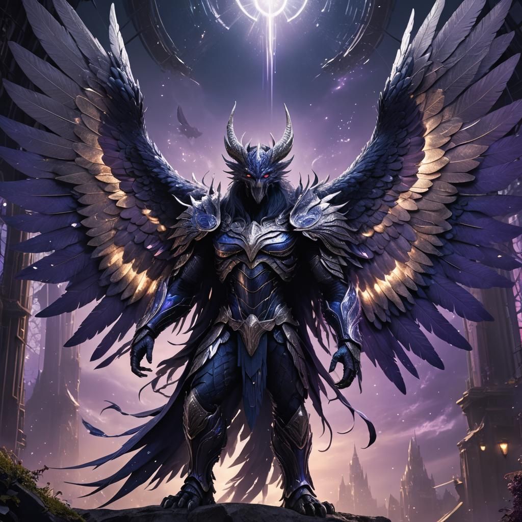 Winged Violet Beast in Detailed Matte Painting