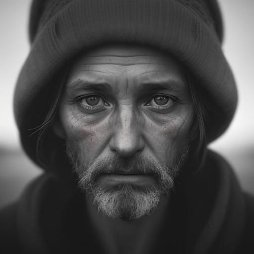 Intense Portrait of a Homeless Person