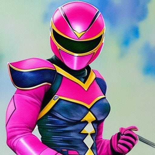 Watercolor Painting of Pink Ranger Kimberly Hart