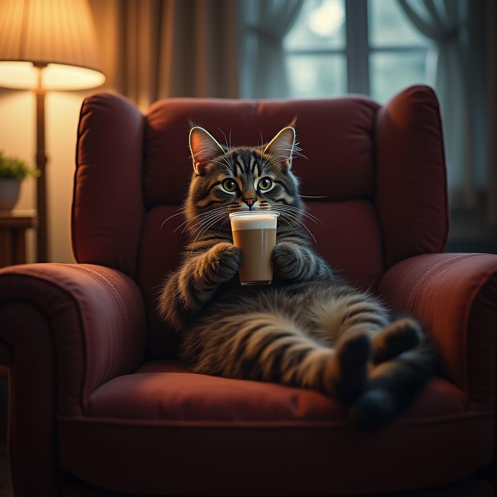 Millennial Cat Relaxing with Blockbuster Videos