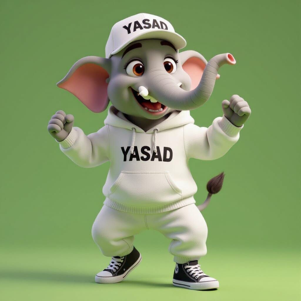 Dancing White Elephant in 3D Pixar Style