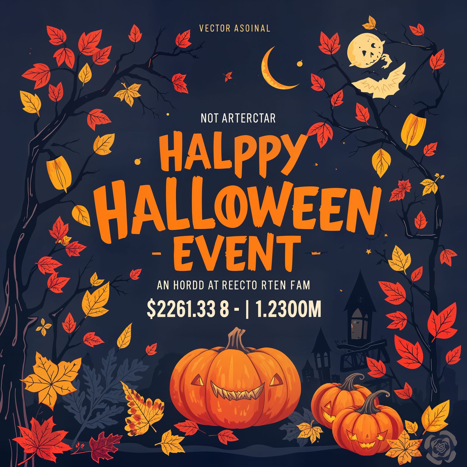 Spooky Event Flyer in Flat Vector Art Style
