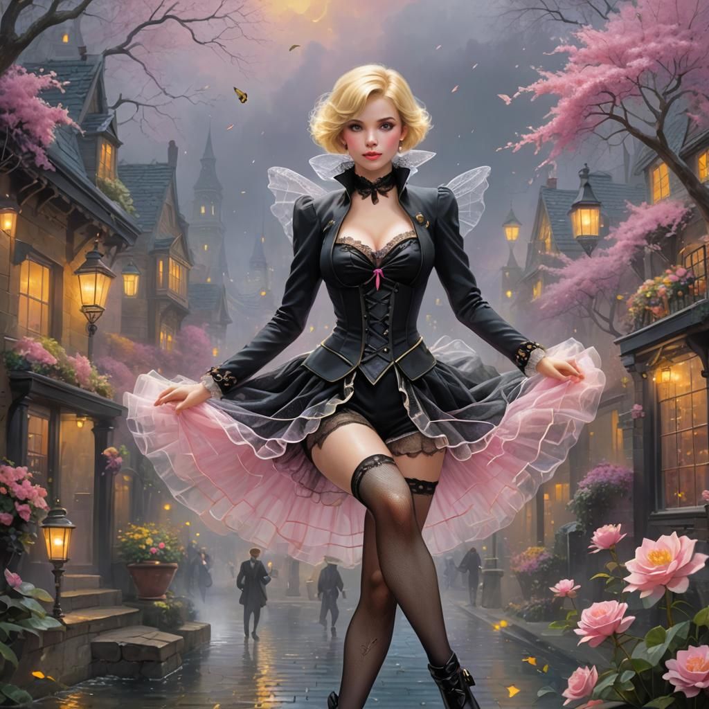 Woman in Fishnets and Suit: Ethereal Fantasy Portrait