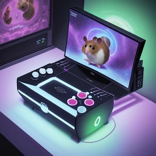 Hamster Game Console: Astral Cosmic Illustration