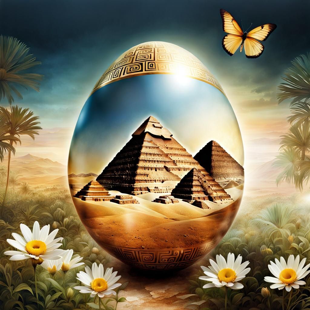 Egyptian Civilization Double Exposure Art with Egg