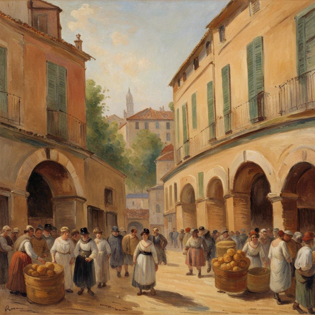 Roman Market Entrance in Impressionist Style