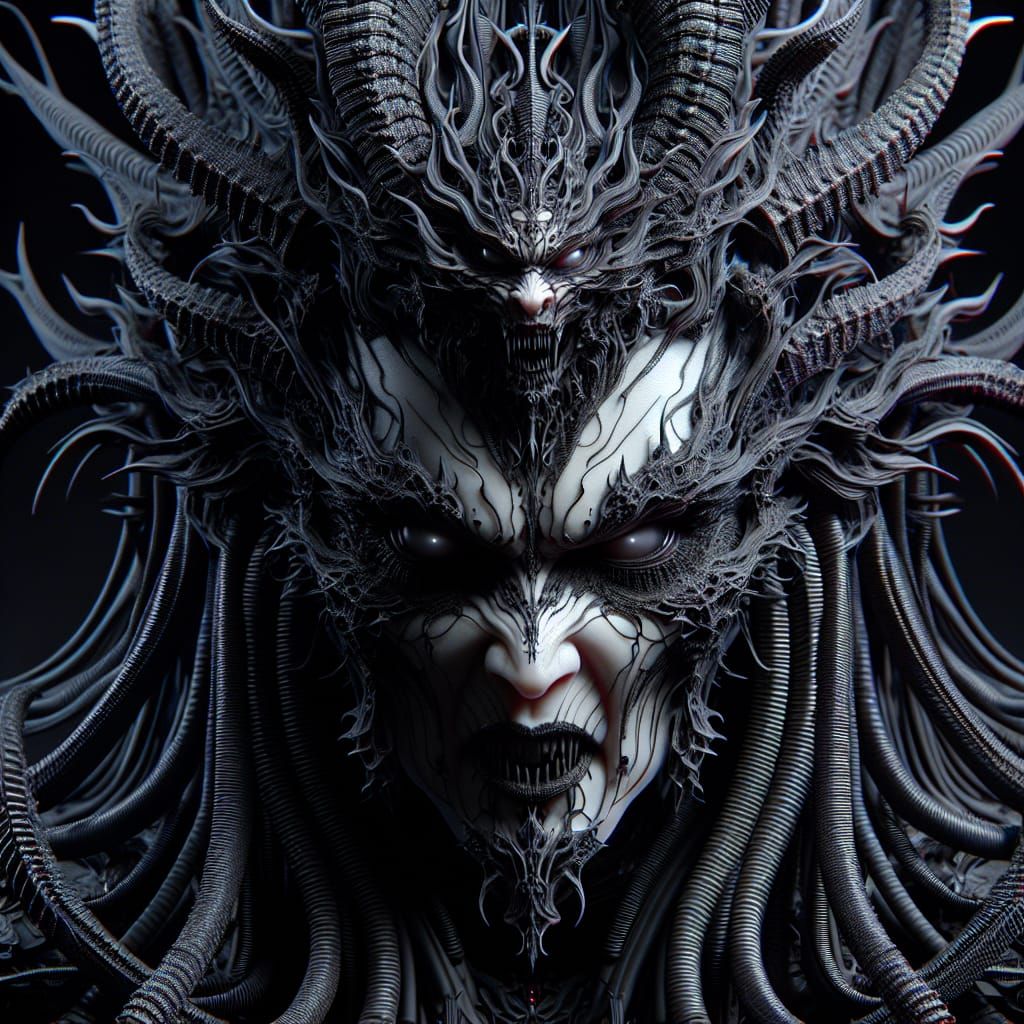 Terrifying Surreal Portrait of a Menacing Woman in 3D