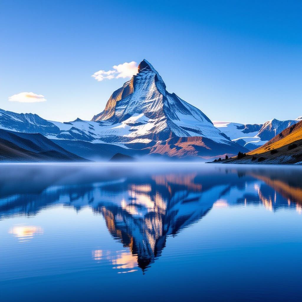 Matterhorn Reflected in Serene Alpine Lake at Sunrise
