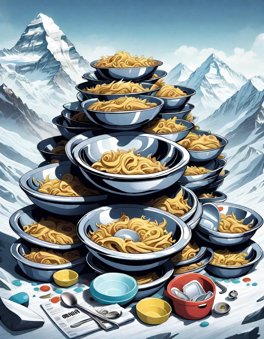 Everest of Dirty Dishes in Sink