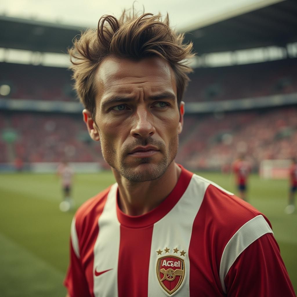 Rugged Football Player in Vintage Film Style