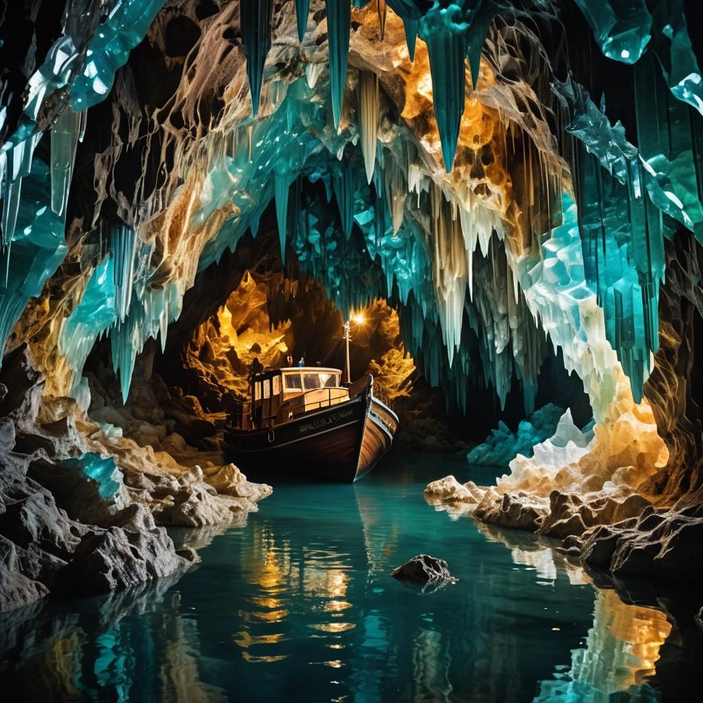Crystal Cave River: Surreal Bioluminescent Macro Shot