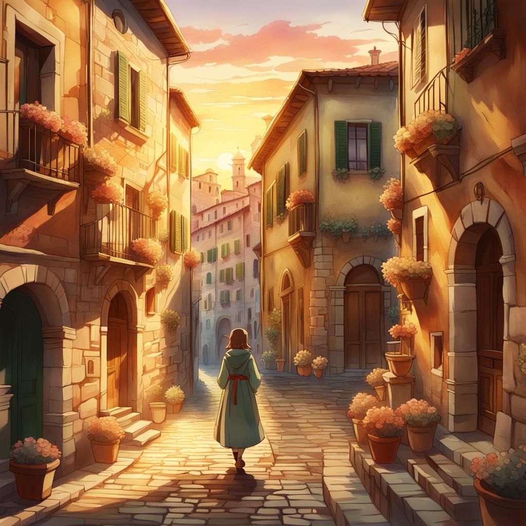 Anime Character in Italian Street Maze