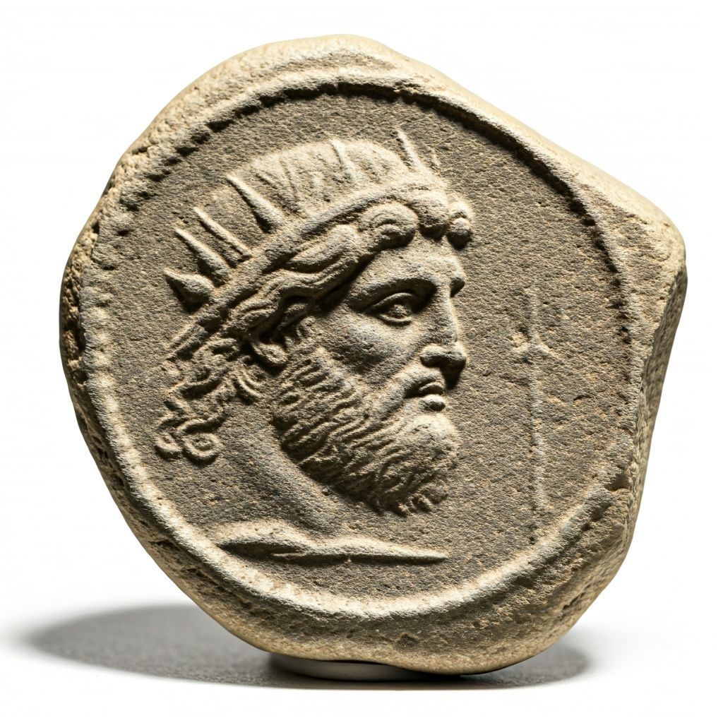 Ancient Delos Coin Engraved with Poseidon