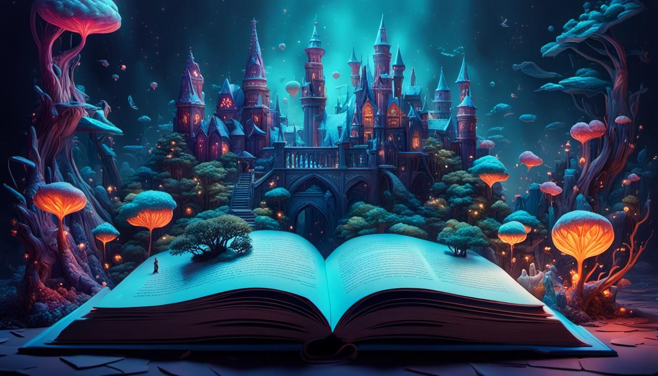 Surreal Daydream Pop-Up Book Page in Detailed Matte Painting