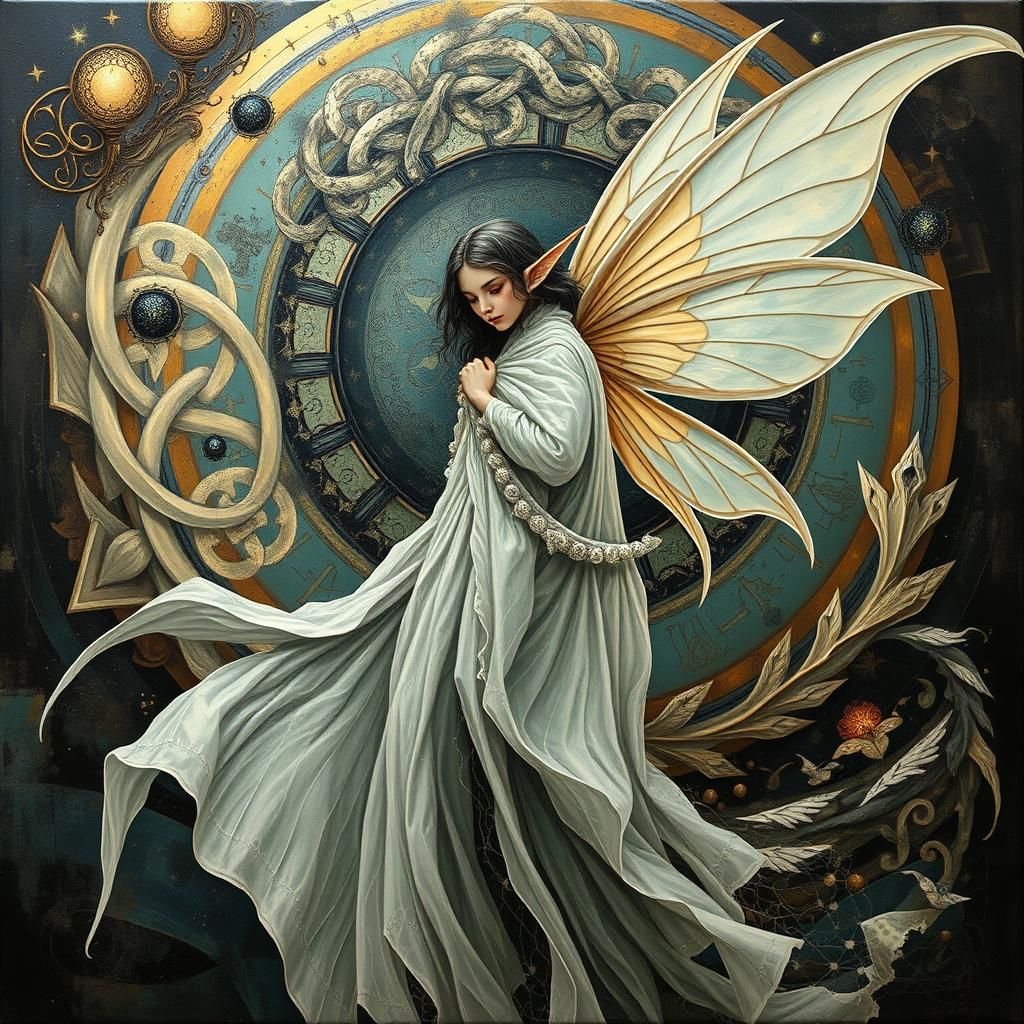 Diaphanous Fairy Elf in Surreal Impasto Style