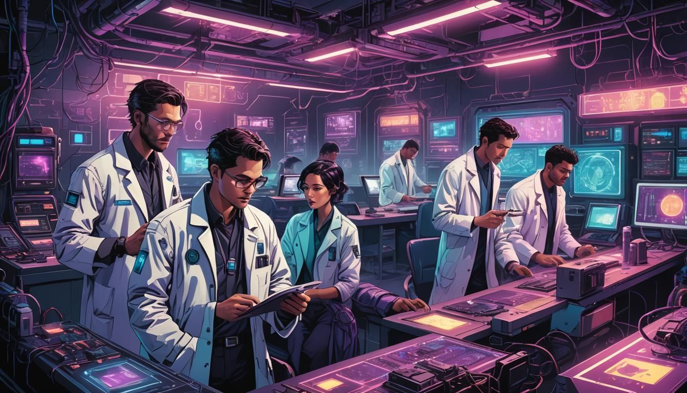 Scientists Study Time Transistors in Cyberpunk Lab