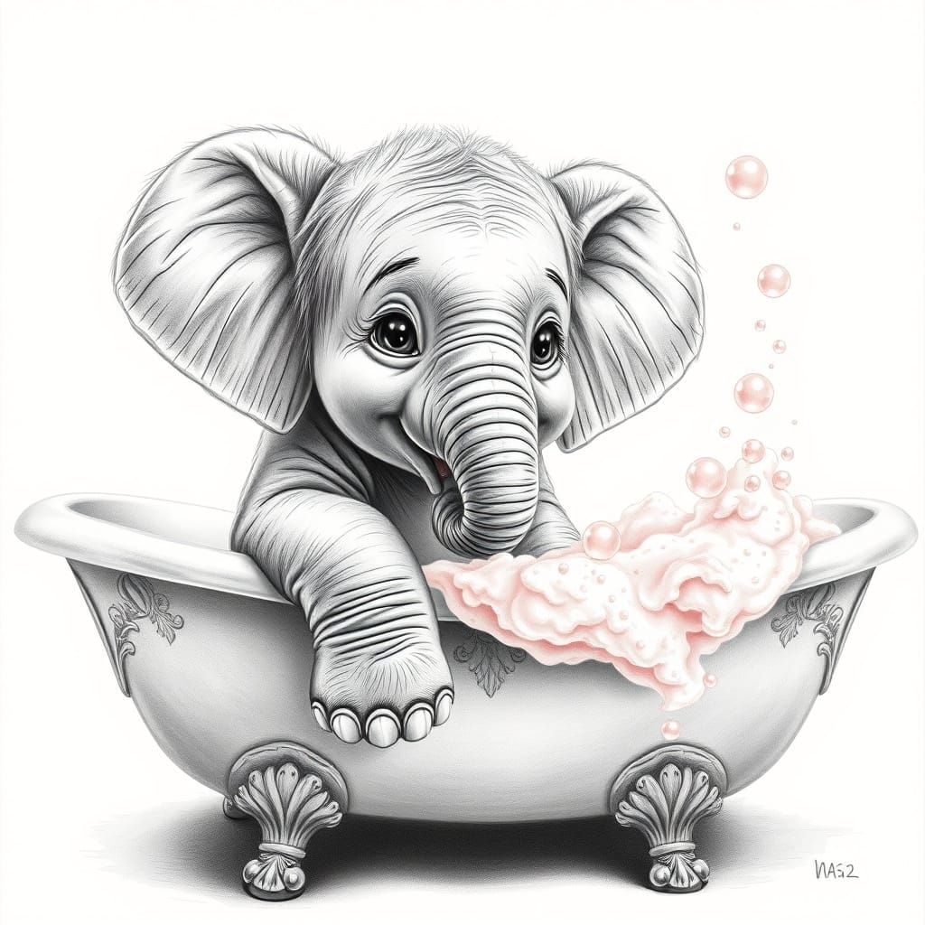 Exquisite 8K Black and White Elephant Sketch in High-Contras...