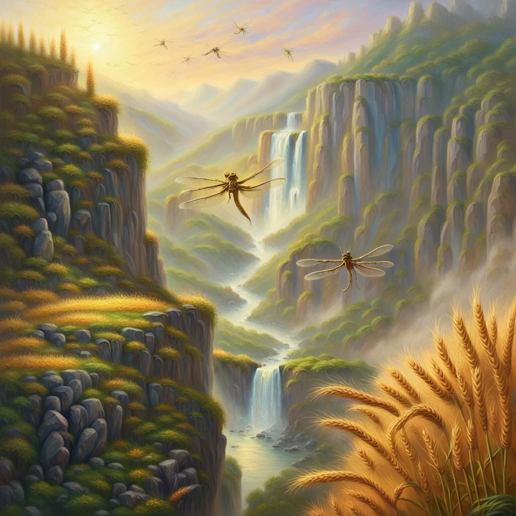 Ethereal Dragon Flight Over Golden Valley