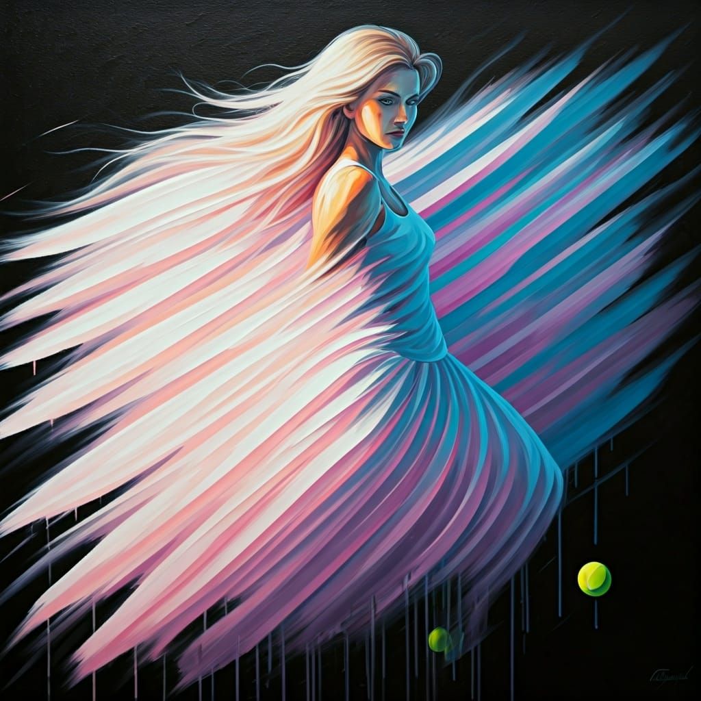 Tennis Players: Abstract Expressionist Impasto Painting