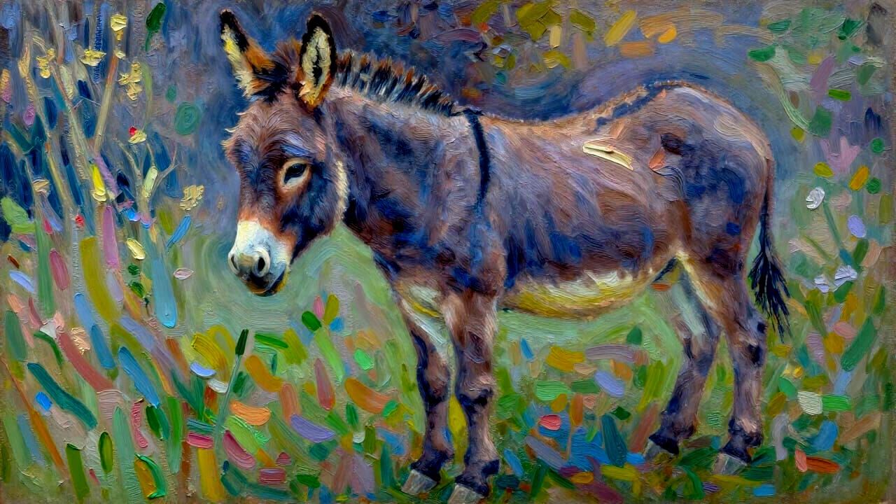 Hyper-Realistic Donkey Painting with Thick Impasto Textures