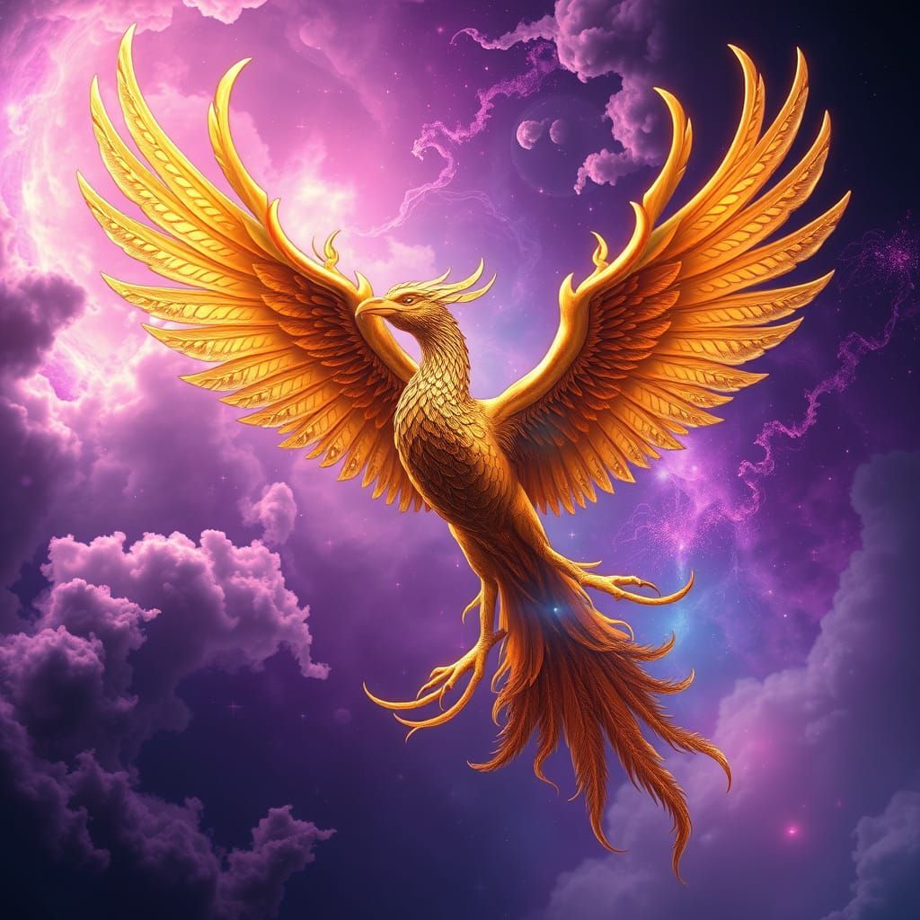 Celestial Phoenix Soaring Through a Nebula