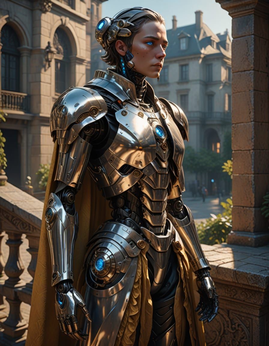 Renaissance Robot Portrait in Hyperrealistic Style