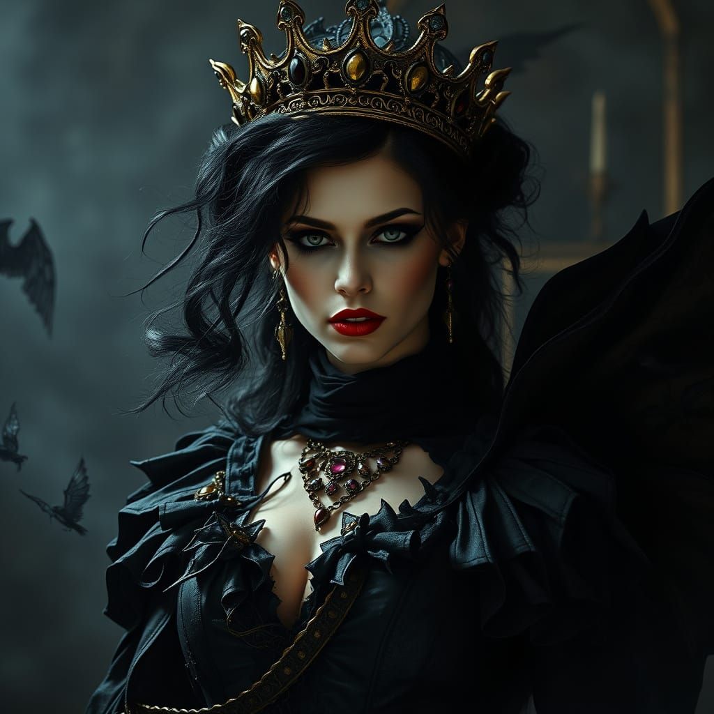 Evil Queen Grimhilde in Gothic Dark Fantasy Style