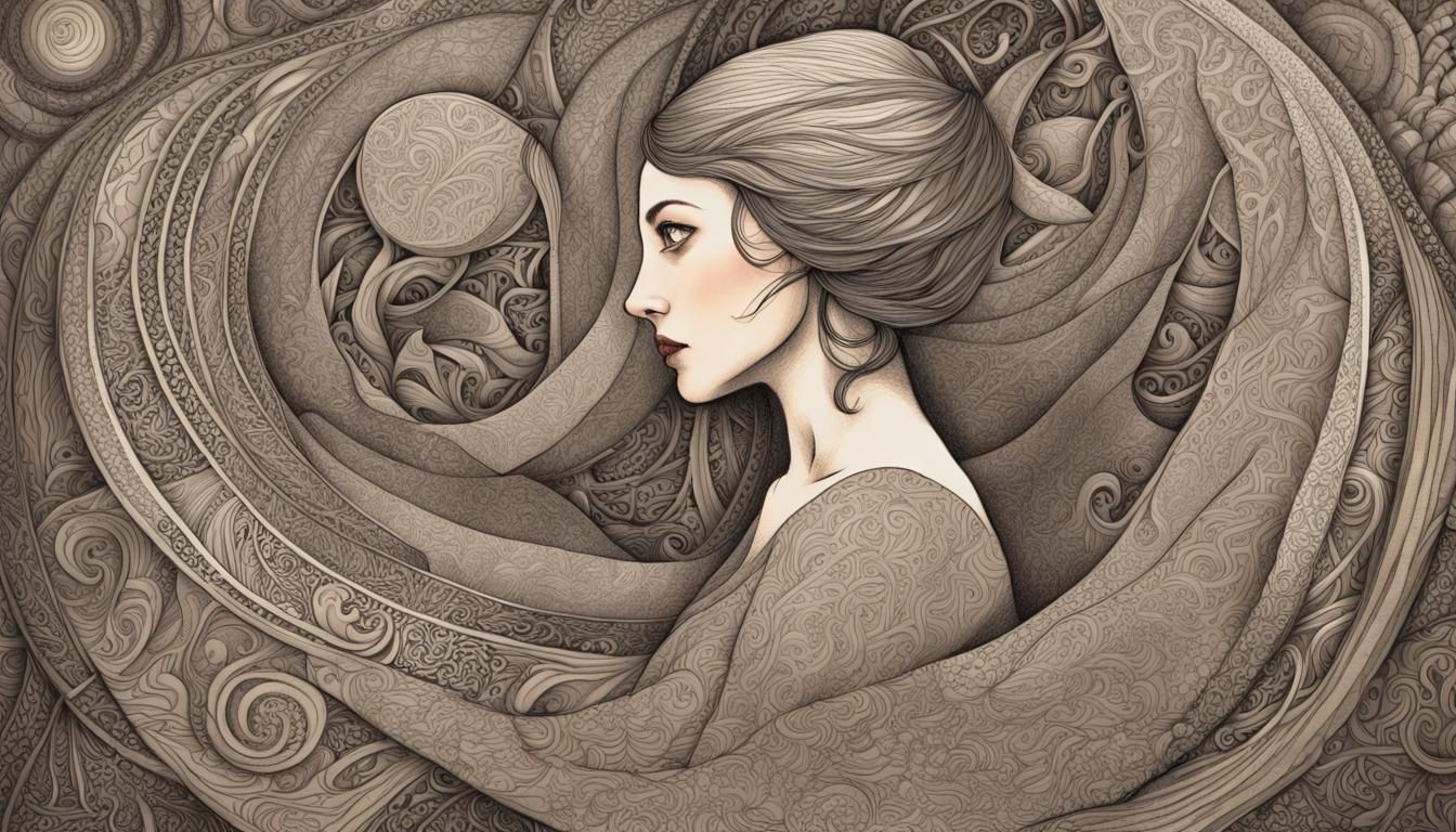 Gothic Doodle Woman in Edward Gorey Style