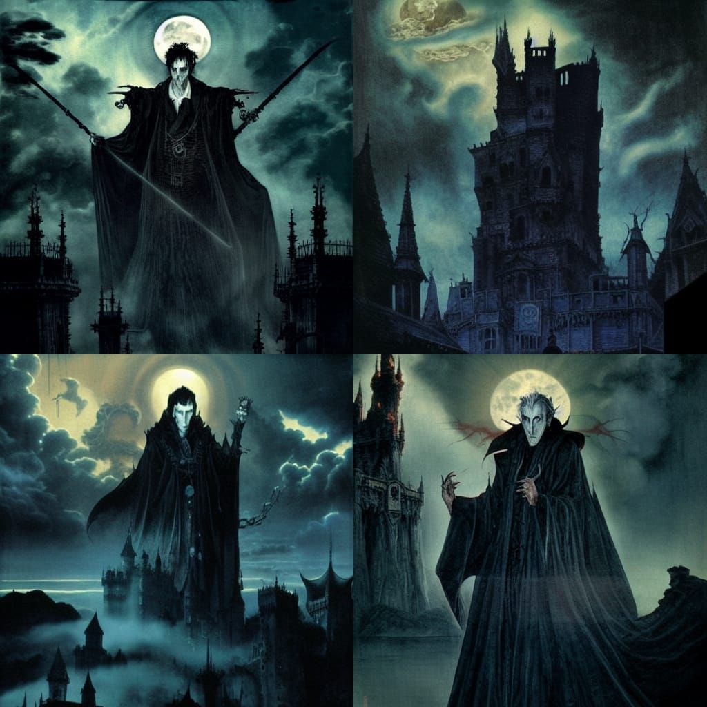 Dracula in a Scary Castle: Japanese Illustration Style