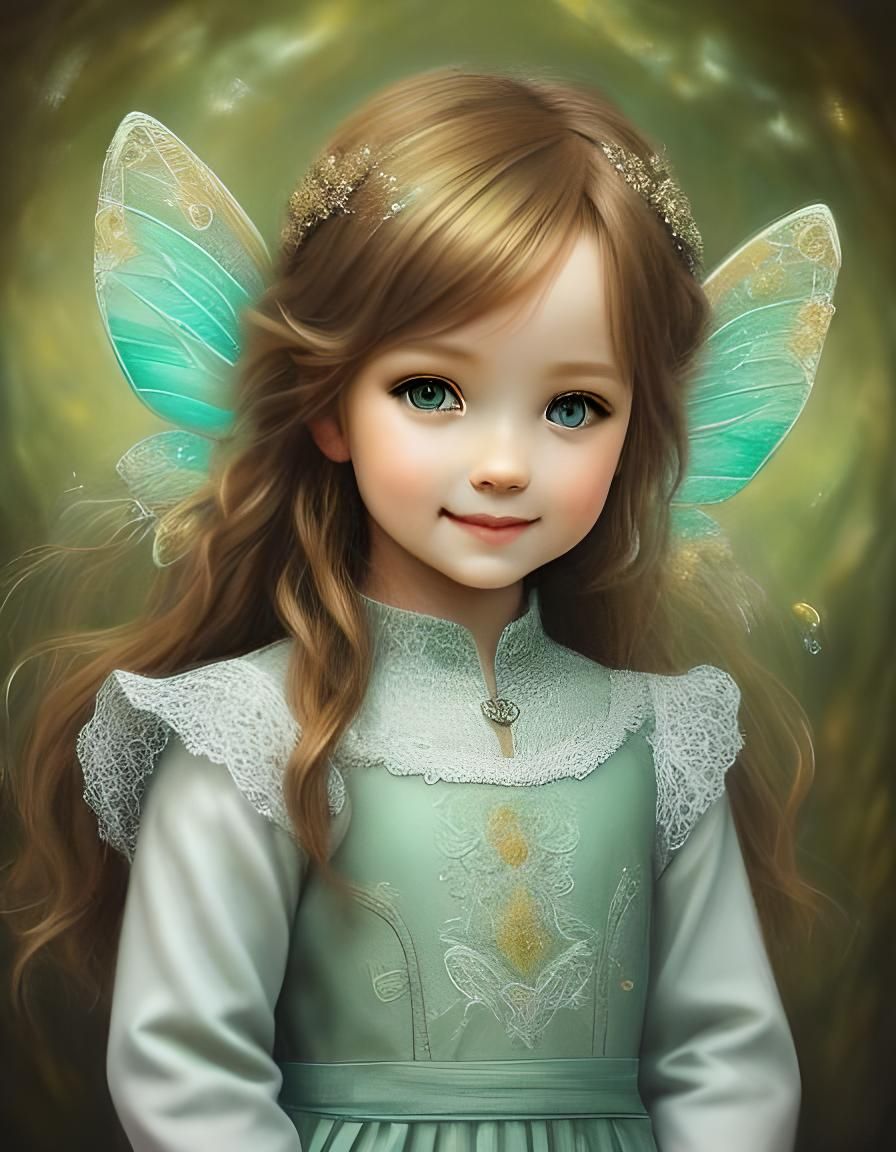 Whimsical Baby Fairy Portrait in Charcoal and Chalk